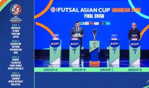 Final-Draw-Piala-Asia-Futsal-2026-Indonesia-Grup-Maut.jpg Tampilan layar Final Draw AFC Futsal Asian Cup Indonesia 2026, menunjukkan pembagian Pot 1 hingga Pot 4, dengan Indonesia berada di Pot 1 dan Korea Republic di Pot 4.
