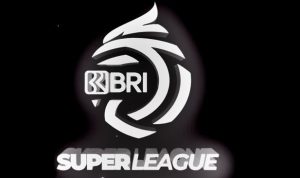 Logo resmi BRI Super League dengan lambang BRI di tengah dan latar belakang hitam, digunakan untuk promosi jadwal liga.