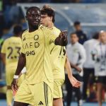 Sadio Mane merayakan kemenangan Al Nassr dalam pertandingan melawan Al Riyadh yang berakhir dengan skor 0-1.