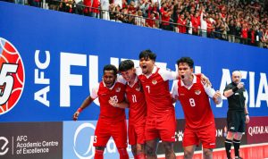 Selebrasi emosional pemain Timnas Futsal Indonesia setelah memastikan tiket ke Final Piala Asia Futsal 2026.