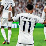 Rodrygo Goes dari Real Madrid melakukan selebrasi di lapangan, salah satu nama besar yang diharapkan tampil di Piala Dunia 2026.