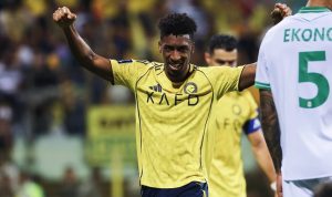 Pemain Al Nassr melakukan selebrasi gol dalam kemenangan telak 5-1 di pertandingan AFC Champions League Two.