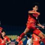 Selebrasi pemain Timnas Indonesia U-17 setelah mencetak gol dalam pertandingan internasional.