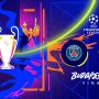 Poster resmi UEFA Champions League Budapest 26 Final mempertemukan Paris Saint-Germain dan Arsenal FC lengkap dengan trofi si Kuping Besar.