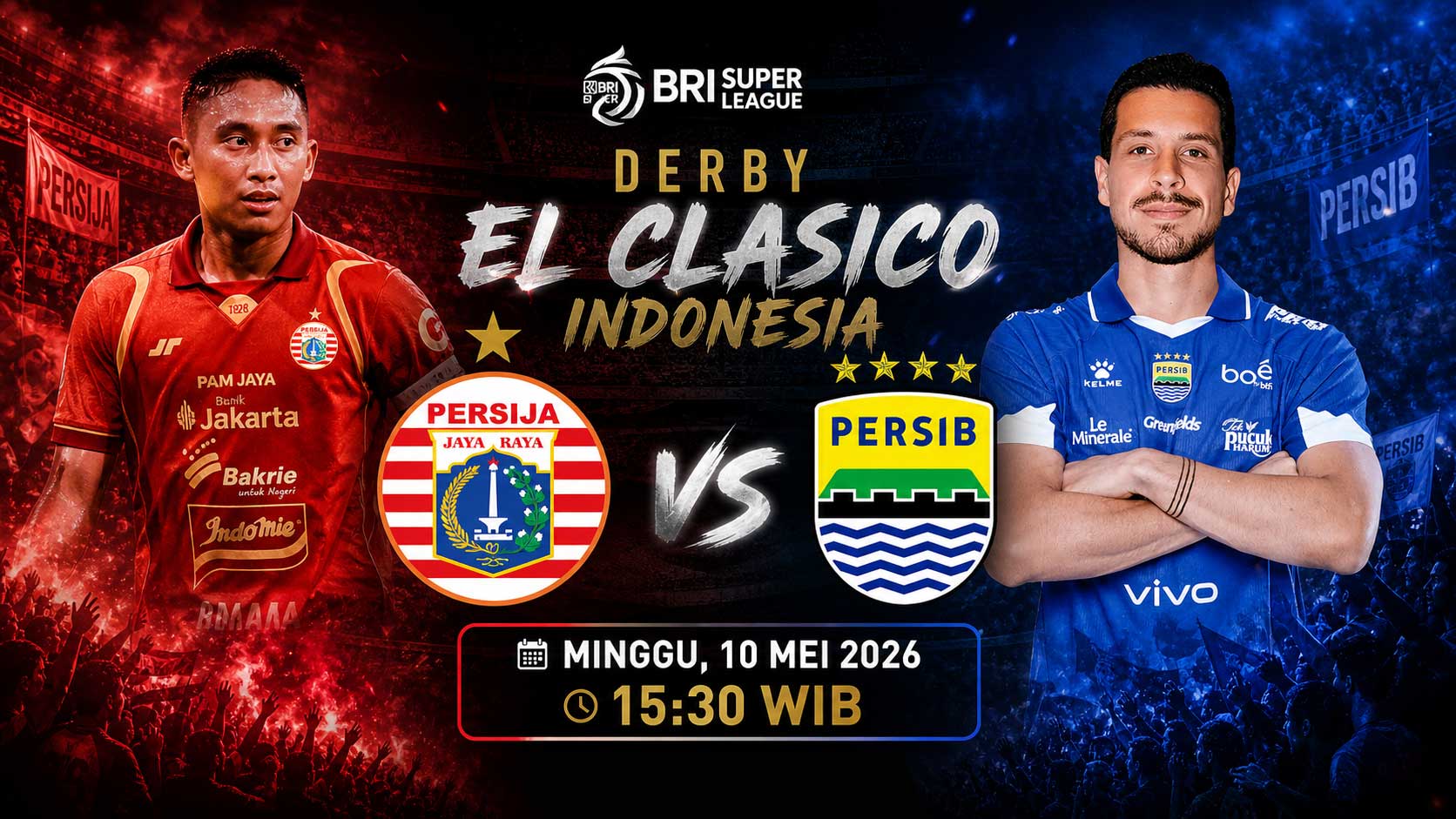 Akses segera link Persija Jakarta vs Persib Bandung untuk menyaksikan duel panas El Clasico Indonesia sore ini pukul 15:30 WIB.