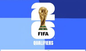Logo resmi Kualifikasi Piala Dunia 2026 dengan trofi emas FIFA di tengah angka 26 berlatar belakang biru.