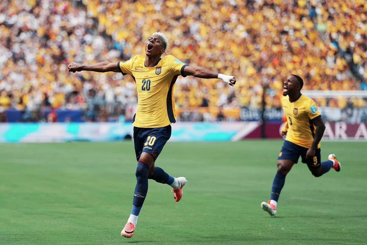 Selebrasi emosional pemain Timnas Ekuador setelah mencetak gol ke gawang Jerman di Piala Dunia 2026