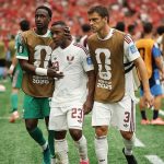 Ekspresi lesu para pemain Timnas Qatar di lapangan pada ajang Piala Dunia 2026