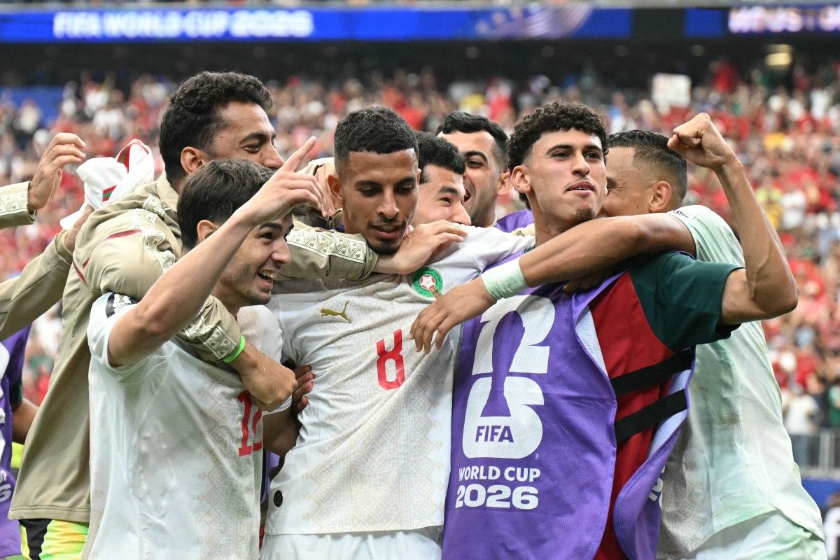 Selebrasi para pemain timnas Maroko setelah memastikan kemenangan atas Kanada di Piala Dunia 2026.