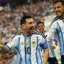 Ekspresi kegembiraan Lionel Messi setelah berhasil memecahkan rekor mencetak 20 gol sepanjang sejarah Piala Dunia.