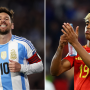 Kolase foto Lionel Messi dari Argentina dan Lamine Yamal dari Spanyol menjelang laga Final Piala Dunia 2026