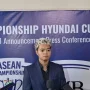 Reza Arap menghadiri sesi konferensi pers resmi ASEAN Championship Hyundai Cup.