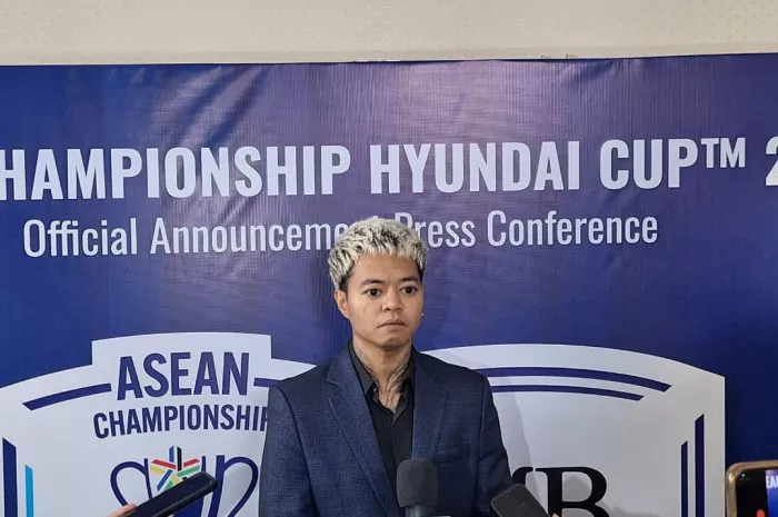 Reza Arap menghadiri sesi konferensi pers resmi ASEAN Championship Hyundai Cup.