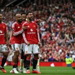 Selebrasi Bruno Fernandes bersama para pemain Manchester United usai mencetak gol ke gawang Ipswich Town.