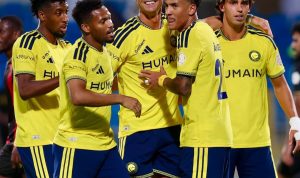 selebrasi-pemain-al-nassr-cristiano-ronaldo-liga-arab-saudi.webp Cristiano Ronaldo bersama rekan-rekan tim Al Nassr merayakan gol dalam pertandingan Liga Arab Saudi.