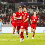 Pemain Timnas Indonesia Ole Romeny selebrasi menggunakan jersey merah nomor 10 usai cetak gol untuk dongkrak Ranking FIFA